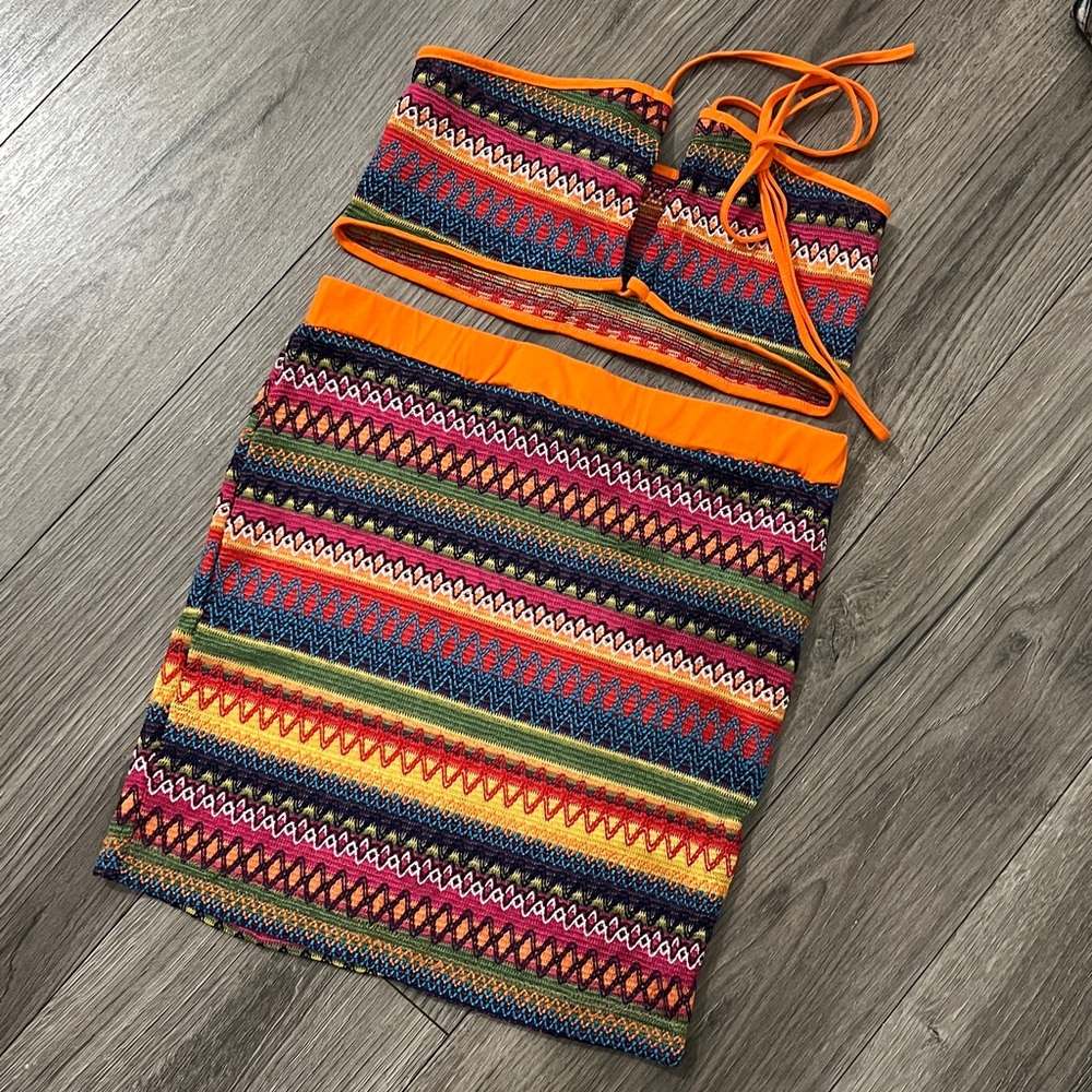 Colorful Strapless Two-Piece Set